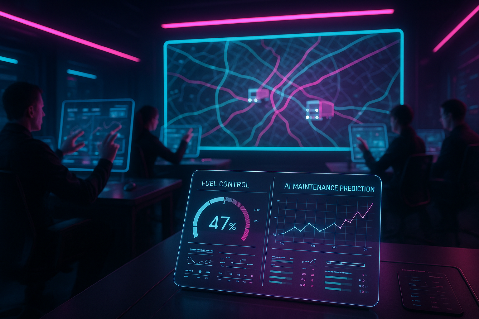 Dashboard de RS Tracker AI mostrando un mapa con vehículos.
